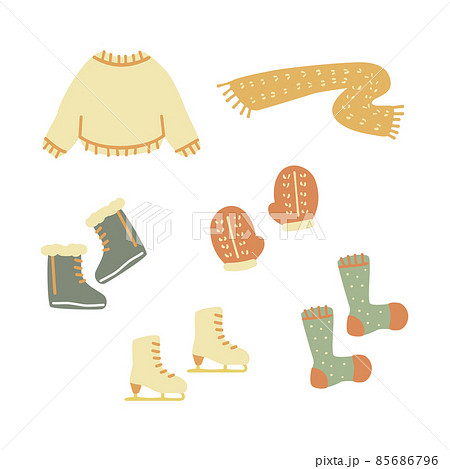 ウィンターファッションのイラストセット ウィンターファッションのイラストセット 85686796