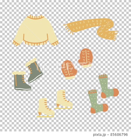 ウィンターファッションのイラストセット ウィンターファッションのイラストセット 85686796