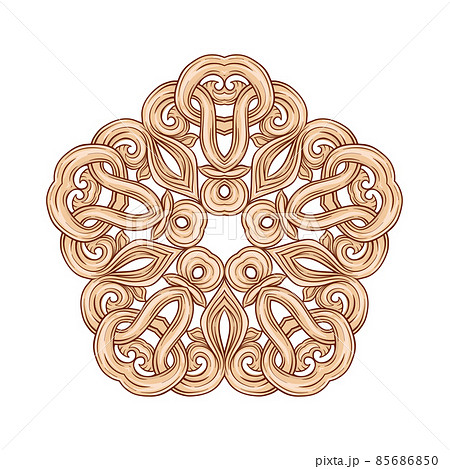 Interlacing circular abstract ornament in the medieval, romanesque style. 85686850