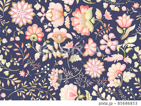 A lot of different fantasy flowers. Millefleurs trendy floral design.  85686853