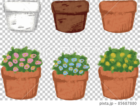 簡單手繪花盆套裝 85687880