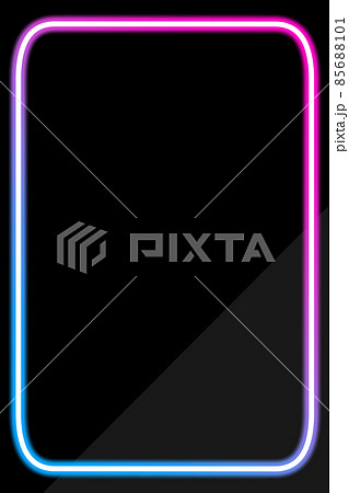 ネオンフレームとブラック背景　縦位置　ピンク＆ブルー 85688101