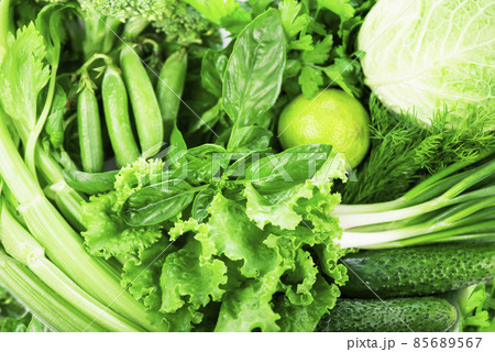 green vegetables background, healthy eating, vegetarian food . 85689567