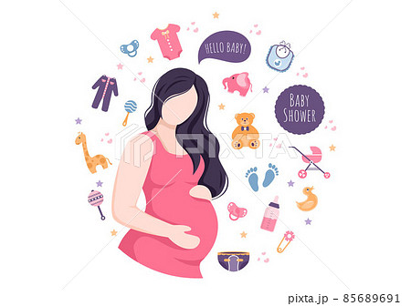 Baby Shower Little Boy or Girl with Cute Design Toys and Accessories Newborn Babies Background Illustration for Invitation and Greeting Cards Baby Shower Little Boy or Girl with Cute Design Toys and Accessories Newborn Babies Background Illustration for Invitation and Greeting Cards 85689691