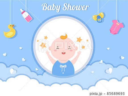 Baby Shower Little Boy or Girl with Cute Design Toys and Accessories Newborn Babies Background Illustration for Invitation and Greeting Cards Baby Shower Little Boy or Girl with Cute Design Toys and Accessories Newborn Babies Background Illustration for Invitation and Greeting Cards 85689693