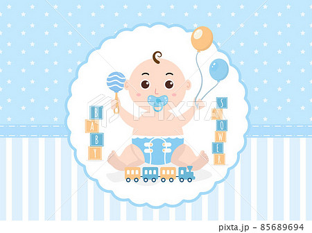 Baby Shower Little Boy or Girl with Cute Design Toys and Accessories Newborn Babies Background Illustration for Invitation and Greeting Cards Baby Shower Little Boy or Girl with Cute Design Toys and Accessories Newborn Babies Background Illustration for Invitation and Greeting Cards 85689694
