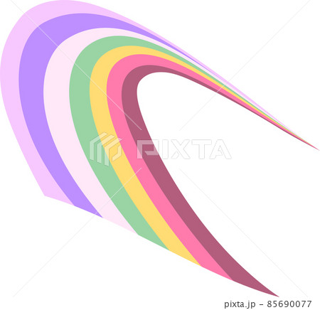 曲がった虹のアーチ 魔法 虹色 85690077