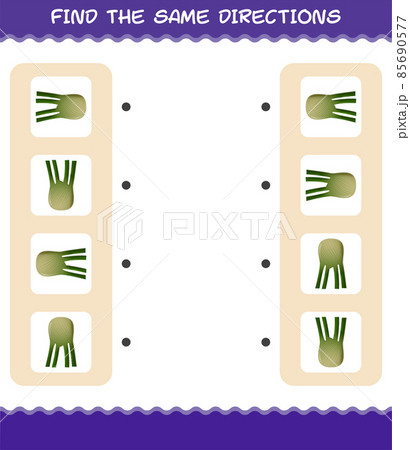 Match the same directions of fennel. Matching game. Educational game for pre shool years kids and toddlers Match the same directions of fennel. Matching game. Educational game for pre shool years kids and toddlers 85690577