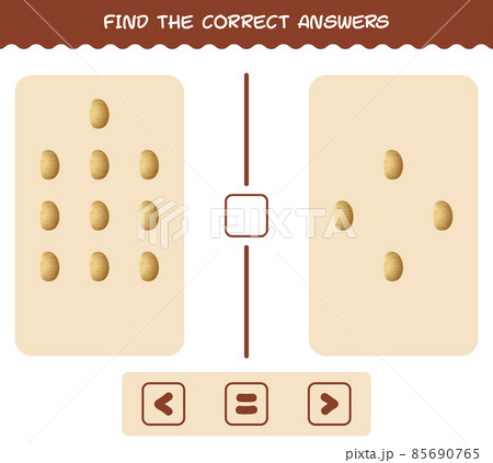 Find the correct answers of cartoon potato. Searching and Counting game. Educational game for pre shool years kids and toddlers 85690765