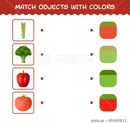 Match cartoon vegetables and colors. Matching game. Educational game for pre shool years kids and toddlers 85690812