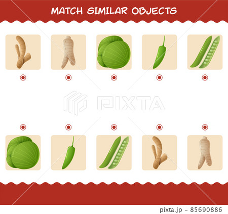 Match similar of cartoon vegetables. Matching game. Educational game for pre shool years kids and toddlers 85690886