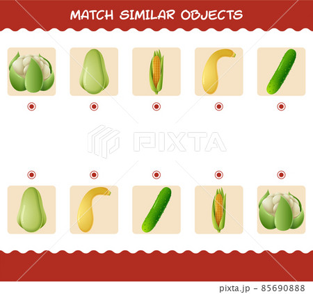 Match similar of cartoon vegetables. Matching game. Educational game for pre shool years kids and toddlers 85690888