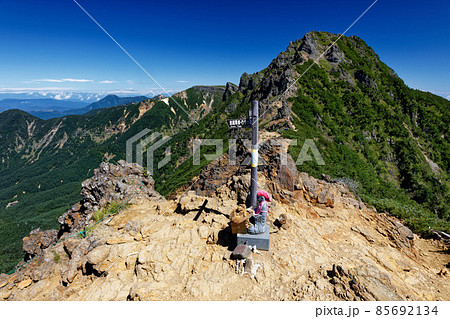 地蔵尾根上部から見る八ヶ岳連峰・横岳稜線と硫黄岳・天狗岳 85692134