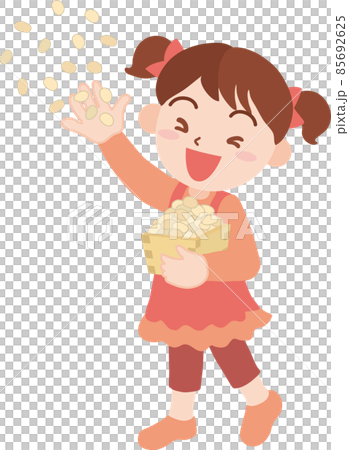 豆まきをする女の子 85692625