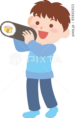 恵方巻きを食べる男の子 85692633
