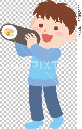 恵方巻きを食べる男の子 85692633