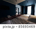 Hotel room. Wood finish. Beautiful interior with wide window 85693469