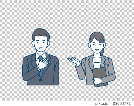 弁護士　税理士　バッジをつけた男女　依頼　相談　安心　イラスト素材 85693771