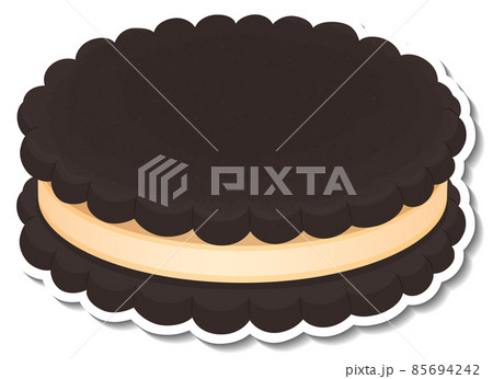 Black cookies sandwich with cream in cartoon style Black cookies sandwich with cream in cartoon style 85694242