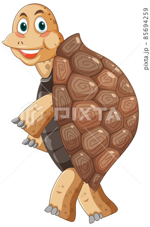 Tortoise with brown shell cartoon character - Stock Illustration [85694259]  - PIXTA