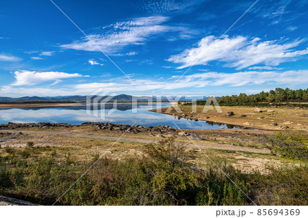 The Gabriel and Galan reservoir, near Granadilla. Extremadura. Spain. The Gabriel and Galan reservoir, near Granadilla. Extremadura. Spain. 85694369