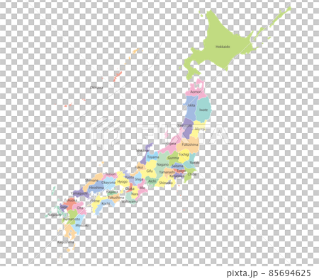 Bright and colorful map of Japan, English Bright and colorful map of Japan, English 85694625