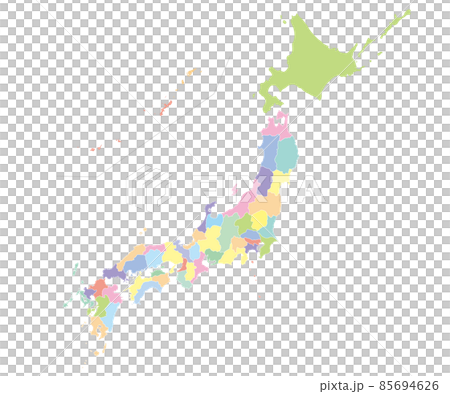 Bright and colorful map of Japan, prefectural border 85694626