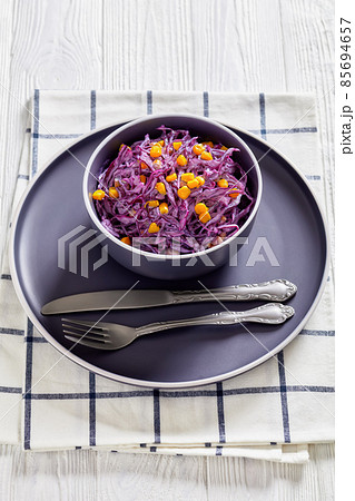 red cabbage corn salad with mayonnaise dressing 85694657