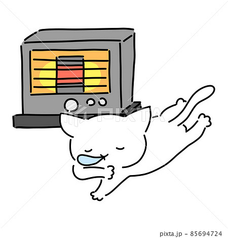 ストーブ(石油)と眠るネコのイラスト ストーブ(石油)と眠るネコのイラスト 85694724
