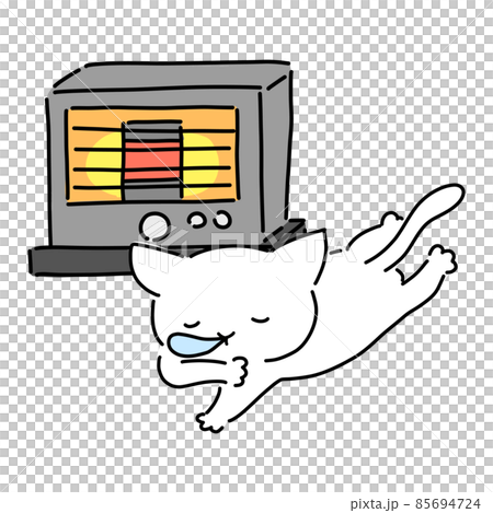 ストーブ(石油)と眠るネコのイラスト ストーブ(石油)と眠るネコのイラスト 85694724