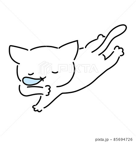 寝そべって眠るネコ　ゆるいイラスト 85694726