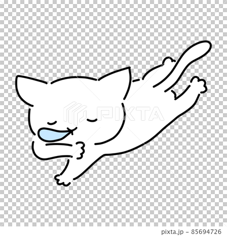 寝そべって眠るネコ　ゆるいイラスト 85694726