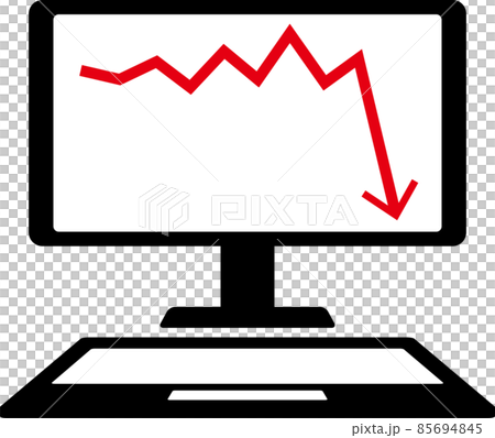 Icon that shows the decline chart on the personal computer 85694845