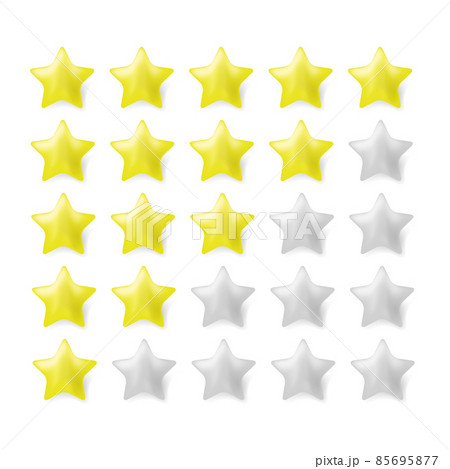 Giving Five Stars Rating for Web. Gold Yellow and Grey Gradient Star with Shadow. Customer Feedback Concept Giving Five Stars Rating for Web. Gold Yellow and Grey Gradient Star with Shadow. Customer Feedback Concept 85695877