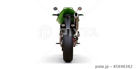 Green urban sport two-seater motorcycle on a white background. 3d illustration. Green urban sport two-seater motorcycle on a white background. 3d illustration. 85696362