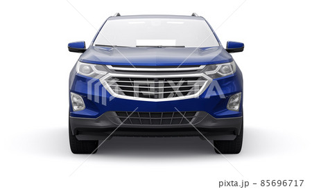 Blue mid-size city SUV for a family on a white background. 3d rendering. 85696717