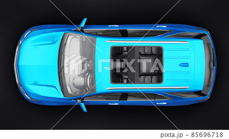 Blue mid-size city SUV for a family on a black background. 3d rendering. 85696718