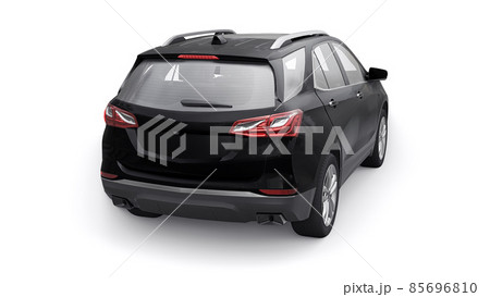 Black mid-size city SUV for a family on a white background. 3d rendering. Black mid-size city SUV for a family on a white background. 3d rendering. 85696810