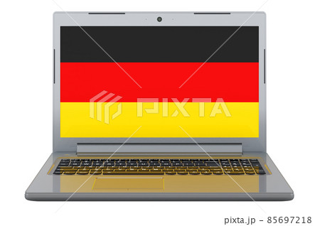 German flag on laptop screen. 3D illustration 85697218