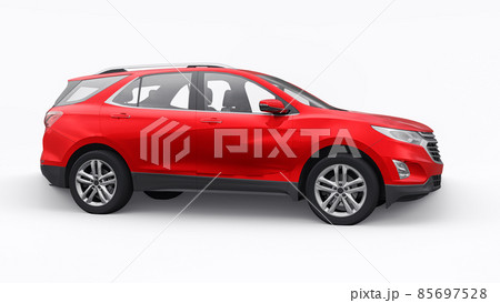 Red mid-size city SUV for a family on a white background. 3d rendering. 85697528