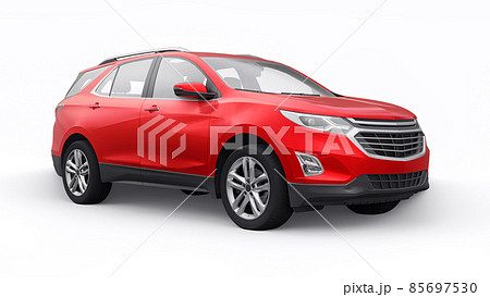 Red mid-size city SUV for a family on a white background. 3d rendering. 85697530