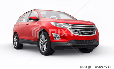 Red mid-size city SUV for a family on a white background. 3d rendering. 85697531