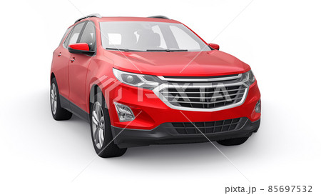 Red mid-size city SUV for a family on a white background. 3d rendering. 85697532