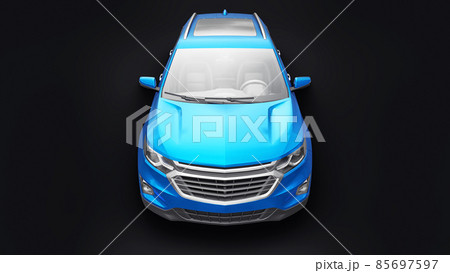 Blue mid-size city SUV for a family on a black background. 3d rendering. 85697597