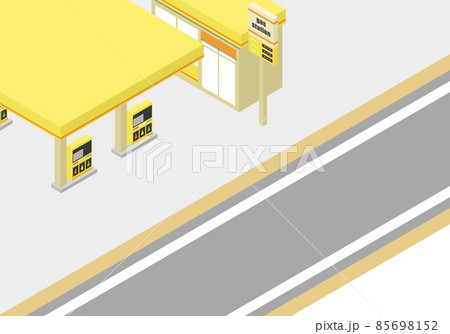ガソリンスタンドのアイソメイラスト ガソリンスタンドのアイソメイラスト 85698152