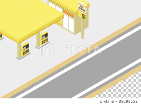 ガソリンスタンドのアイソメイラスト ガソリンスタンドのアイソメイラスト 85698152