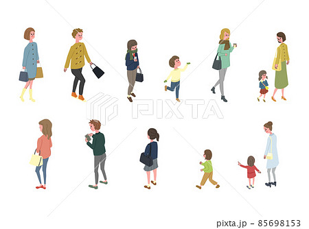 冬の町の人々のイラストセット 冬の町の人々のイラストセット 85698153