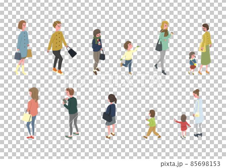 冬の町の人々のイラストセット 冬の町の人々のイラストセット 85698153