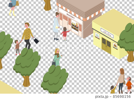 People shopping Isometric cityscape illustration 85698156
