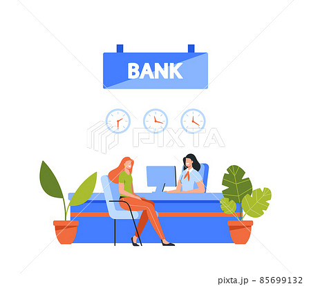 Customer Woman and Banker in Bank Office Counter Desk. Professional Banking Service, Finance Manager and Client 85699132